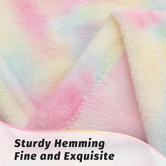 MACEVIA Tie Dye Rainbow Throw Blanket for Couch, Colorful Cute Blankets and Throws, Soft Fleece Flannel Plush Blanket for Chair Sofa Bed 260GSM, Suitable for All Seasons (Rainbow, 50"x60")