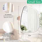 Asymmetrical Mirror Small 16"x12" Irregular Wall Mirror Modern Wood Frame Unique Shape Wall Mounted Vanity Artistic Mirror Decorative for Living Room Bedroom Bathroom Entryway Hallway