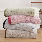 EMME Soft Sherpa Fleece Blanket Queen Size Reversible Plush Fluffy Large Blanket Warm Decorative Boho Cover for Sofa, Couch, Bedroom,Travel(Plush Navy,90"x90")