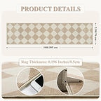 Beeiva Checkered Print Long Hallway Runner Rug Non Slip, Beige Ultra Thin 2.5x10 Washable Runner Rug, Moroccan Trellis Home Decor Faux Wool Neutral Carpet for Bathroom Kitchen Hallways, 10ft