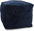 Sexysamba Square Corduroy Pouf Cover Only, 20"x 16" Unstuffed Decorative Ottoman Foot Stool Rest, Washable Storage Bean Bag Chair Floor Pouf Covers for Living Room Bedroom, Navy Blue