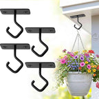 Ceiling Hooks for Hanging Plants: 4 Pack 2.5 Inch Iron Plant Bracket for Wall Mount, Black Metal Plant Hangers Wall Hooks for Light, Lanterns, Wind Chimes, Outdoor Indoor