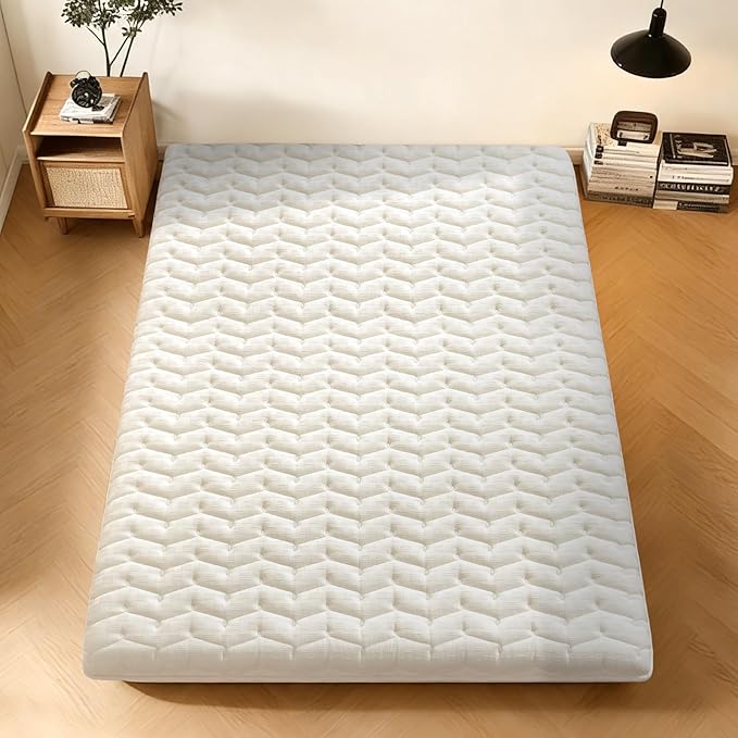 Premium Foam Japanese Futon Floor Mattress Full Size 54"x 80",100% High Density Foam Comfortable Floor Mattress,3.2" Thicken Foldable Sleeping Pad,Dormitory Tatami Mat,for Adult and Kids (White)