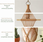Wooden Dowel & Diamond Macrame Plant Hangers 2 Pack 39 Inch, Handwoven Cotton Rope Plant Holder with S Hooks, Boho Home Decor for Indoor Plants for up to 10in Pot (Caramel Wood Hanger)