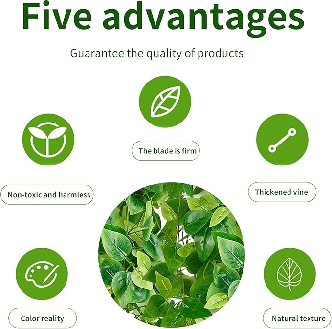 Fake Hanging Plants Vines(8pcs)for Room Decor, Artificial Ivy Greenery Garlands for Home Bedroom Living Aesthetic Kitchen Office Wall Patio Bookshelf,Indoor,Outdoor Farmhouse Decorations(No Basket)