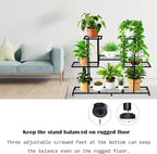 Twhep Metal Plant Stand, 5 Tiers Multifunctional Plant Stands for Indoor Plants, Decorative Black Steel Plant Shelf for Indoor Patio Garden Balcony and Yard (4 tiers 12 pots)