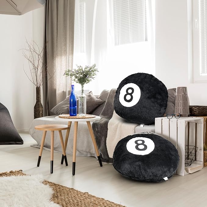 Dripykiaa 8 Ball Throw Pillow, 14" Decorative Pillows Throw Cushion Home Decoration Plush Sporty Design Ball Pillow for Women, Men Bestselling Comfort and Stylish Accent Decor