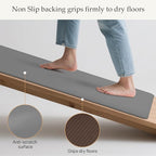GENIMO Kitchen Mats for Floor 2PCs, Washable Anti Fatigue Mat for Cushioned, 17.3"x47"+17.3"x30", Waterproof Kitchen Rugs, Non Slip Comfort Standing Mat Rug for Home, Sink, Laundry, Neutral Gray