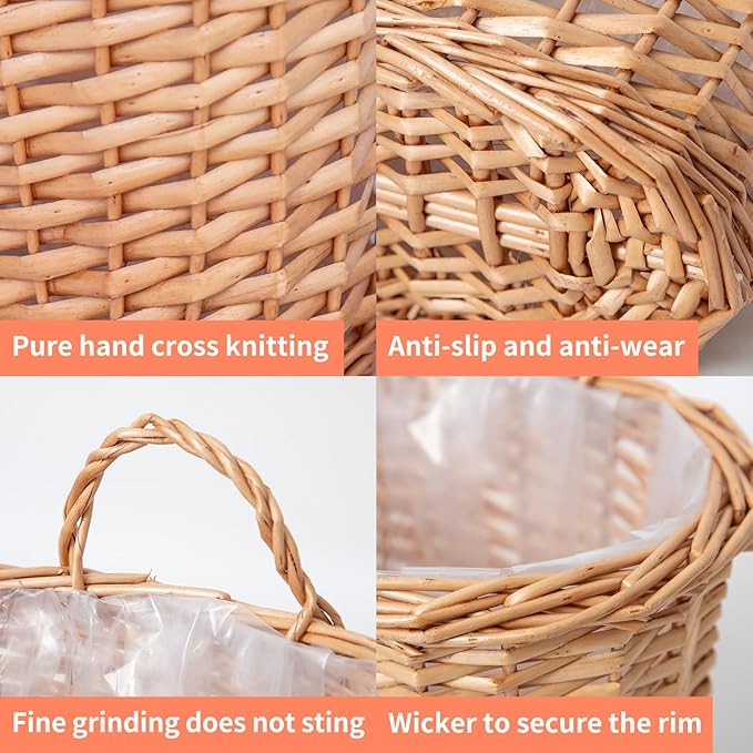 Wall Hanging Basket, Woven Wicker Plant Basket for Door Porch Garden Farmhouse Kitchen