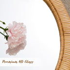 Rattan Wall Mirror - 20" Boho Round Bathroom Mirror Decorative Farmhouse Circle Mirror for Vanity Entryway Living Room Wall Decor