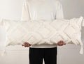 PANOD Decorative Long Lumbar Pillow Cover 12x40 Boho,Super Soft Chenille Extra Long Lumbar Pillow Case Cover with Tassel for Bed Sofa Couch Farmhouse Livingroom,White,Modern Skinny