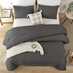 ROSGONIA Charcoal Grey Twin/Twin XL Comforter Set for Girls Boys, 1 Dark Gray Comforter & 1 Pillowcase, Lightweight Kids Comforter Soft Dorm Bedding