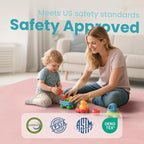Baby Play Mat for Floor,1.3" Thick Elasti-Foam 50"×74" Playpen Mat for Tummy Time,Water Repellent Soft Coral Velvet for Toddler,Infant,Kids,Non-Slip Backing Safe for Crawling(Pink)