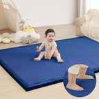Baby Play Mat for Floor,1.3" Thick Memory foam Tummy Time Mat,Soft Coral Velvet Nursery Rug,Extra Large Non Slip Crawling Mats for Toddlers,Infants,kids,Yoga,Tatami Style for Living Room(Royal Blue)