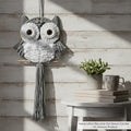 ACEDSGN Macrame Owl Wall Hanging Boho Dream Catcher, Handmade Tapestry Fiber Art Wall Decor for Nursery Bedroom Living Room, Sustainable Gift for Owl Lovers & Nature Fans - Light Gray