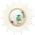 Gold Sunburst Mirrors for Wall Decorative Metal Round Art Mirrors Large Wall Decor Hanging Mirror for Bathroom Bedroom Living Room Vanity Entryway 16"
