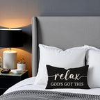 Black and White Christian Throw Pillow Covers 12x20 Inch Set of 2 – Relax God’s Got This/Give It to God and Go to Sleep – Inspirational Lumbar Pillowcase for Couch or Bed Decor