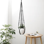 43 Inch Macrame Plant Hanger Indoor, Large Size No Tasselss Crochet Cotton Rope Hanging Planter Basket, Decorative Flower Pot Holder for Boho Home Decor (with 2 Hooks)