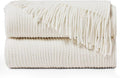 inhand Throw Blanket for Couch Bed,Chunky Chenille Woven Soft Blankets with Tassels, Cozy Boho Farmhouse Fall Winter Decor,Warm for Women,60"x80",Extra Thick-Off White