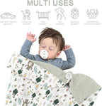 Whimsical Animals Baby Blankets for Girl Boy Cute Animals Spring Soft Mink Dotted Backing Double Layer Swaddle Blanket Bear Deer Bunny Rainbow Greenery Bed Throw for Infant Toddler Nursery 30x40