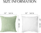 Softalker Throw Pillow Covers 20x20 Inch, Set of 2, Soft Corduroy Boho Stripe Decorative Pillow Cover, Couch Fluffy Pillow Cover for Farmhouse Home Decor Bed Living Room, Sage Green