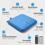 Whispering Winds Inflatable Seat Cushion - Comfortable Blow-up Foam Pad for Airplane, Travel, Stadium, Outdoors, Camping, Car & More