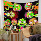 Horror Tapestry Blacklight Tapestry for Bedroom Zombie Crowd Around Tapestries UV Reactive Poster Glow in the Dark Walker Undead Ghoul Tapestries Wall Hanging Halloween Decor Scary Room Decor 90"x71"
