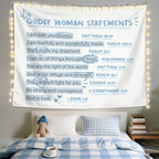 LIANGW Blue Bible Verses Christian Tapestry, Based Blue Room Decor Aesthetic, Inspirational Christian Tapestry for Women, Bible Aesthetic for Girls Bedroom for Dorm Room 50x60 Inch