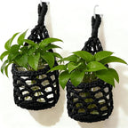 Macrame Wall Plant Hanger, Hanging Planter Basket Holder, Wall Planters for Indoor Plants, for Up to 4 Inch Pot (Black, 4-Inch)