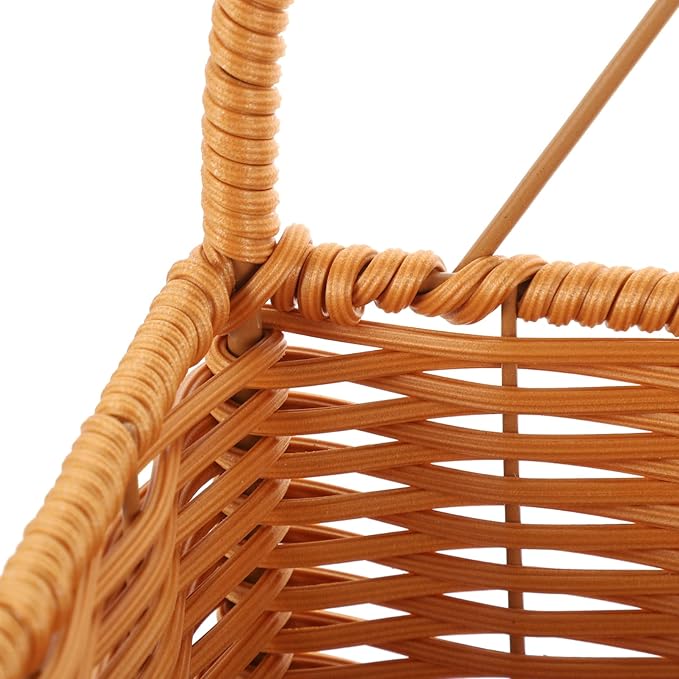 OUNONA Wall-Mounted Imitation Rattan Woven Basket 14.96X8.26X4.72In Hanging Storage Organizer for Kitchen Bathroom Fruits Vegetables Toiletries Space-Saving
