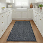 Navy 2X6 Jute Rug Braided Construction - Farmhouse Woven Carpet - Nautical Floor Covering for Hallways and Kitchen, Runner 2' x 6'