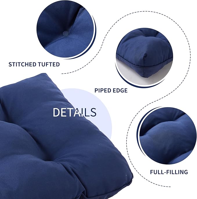 Outdoor Bench Cushion, 48x18x5 Inch, Waterproof Bench Cushion for Outdoor/Indoor Furniture, Tufted Patio Bench Seat Cushion, Fade Resistant Outdoor Cushions for Porch Swing Couch, Navy Blue
