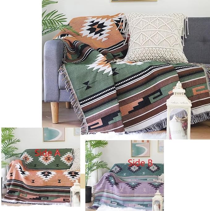 Lqprom Southwest Throw Blankets Aztec Southwestern Throws Cover Boho Native American Blankets for Gift Sofa Table Bed Living Room Decor Outdoor Camping Picnic Tent Beach Car Traveling 51"x63"