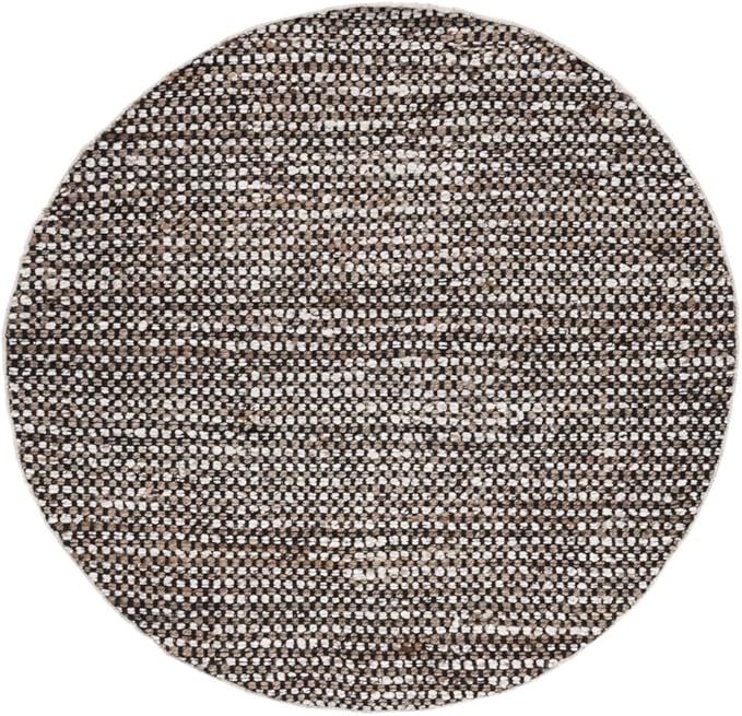 SAFAVIEH Natura Collection Round Rug - 4' Round, Black & Ivory, Transitional Design, Ideal for High Traffic Areas in Living Room, Bedroom & Dining Room (NAT349Z-4R)