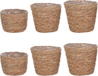 6 Pcs Plant Baskets Indoor with Plastic Liners, Wicker Hand Woven Plant Baskets, Flower Pots Storage Containers in 3 Sizes, Decorative Planters for Home, Balcony, Office