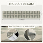 Beeiva Checkered Print Runners for Hallways Non Slip 2.5x12, Green Ultra Thin Washable Runner Rug Neutral Long Rugs for Hallway, Moroccan Plaid Floor Carpet for Kitchen, Modern Gingham Home Decor
