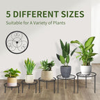 5-piece set of metal plant potted flower racks, heavy-duty flower pot plant racks of different sizes, iron flower racks, suitable for indoor and outdoor home decoration (Black) (5, Black)