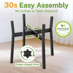 iDavosic.ly Adjustable Plant Pot Stand Indoor Outdoor, Metal Short Single Flower Holder Fits 8 to 12 Inch Large Heavy Duty Planter (Not Included) | Modern Black