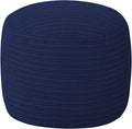 MeMoreCool Stuffed Round Pouf Ottoman Foot Rest, Soft Plush Floor Pouf Foot Stool, Corduray Footstool Footrest, Small Round Ottoman for Living Room Couch Sofa Chair, 20x15 Inch Navy