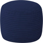 MeMoreCool Stuffed Round Pouf Ottoman Foot Rest, Soft Plush Floor Pouf Foot Stool, Corduray Footstool Footrest, Small Round Ottoman for Living Room Couch Sofa Chair, 20x15 Inch Navy