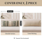 ANRODUO Pack of 1 Boho Decorative Throw Pillow Covers 14x36 Farmhouse Cushion Case Long Chenille Pillow Cases Lumbar Pillow Covers Accent Neutral Pillowcase for Sofa Couch Bed, Olive Green Stripe