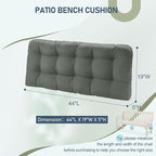 downluxe Outdoor Bench Cushion for Patio Furniture, Waterproof Tufted Overstuffed Porch Swing Cushions, Thick Outdoor Loveseat Cushions, 44" X 19" X 5", Dark Grey, Set of 1