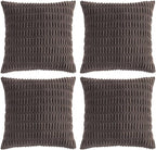 Fancy Homi 4 Packs Boho Dark Brown Decorative Throw Pillow Covers 24x24 Inch for Living Room Couch Bed Sofa, Rustic Modern Farmhouse Home Decor, Soft Plush Corduroy Cute Square Cushion Case 60x60 cm