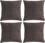 Fancy Homi 4 Packs Boho Dark Brown Decorative Throw Pillow Covers 22x22 Inch for Living Room Couch Bed Sofa, Rustic Modern Farmhouse Home Decor, Soft Plush Corduroy Cute Square Cushion Case 55x55 cm