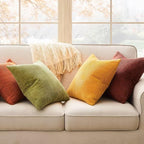 Topfinel Fall 20x20 Set of 4 Couch Decorative Pillow Covers,Modern Burnt Orange Yellow Green Gradient Corduroy Throws Pillow Case,Rustic Western Cushion Covers for Bed Sofa Living Room Home Decor