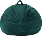 Stuffed Animal Storage Bean Bag Chair Cover, Cover Only (No Filler), Corduroy Toy Organizer Floor Cushion Seat, 48 in/120 cm Slipcover for Teens & Adults,Green