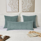 Kevin Textile 14x36 Inch Long Lumbar 1 Pack Boho Decorative Throw Pillow Cover Soft Striped Corduroy Rectangle Cushion Case Farmhouse Solid Color Accent for Living Room Couch Sofa Bed, Teal Green