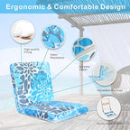 JMGBird Floor Chair with Back Support - Adjustable 5-Position Gaming Chair, Waterproof Light Blue Floral Print, Indoor Outdoor Meditation Cushion