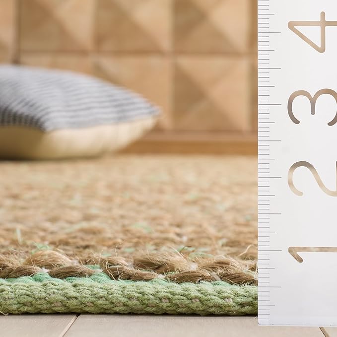 SAFAVIEH Area Rug 4x6 - Cape Cod Collection - Green & Natural, Handmade Jute & Cotton, Ideal for Living Room, Bedroom, Dining Space (CAP236Y)