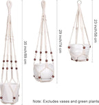 YIBOT 3 Pack Macrame Plant Hangers Indoor Different Size Hanging Planter Basket Flower Pot Holder with Beads No Tassels 35"/29"/23"(POTS NOT Included)